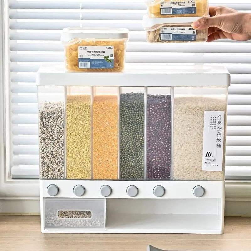 6-Grid Dry Food Kitchen Storage Box