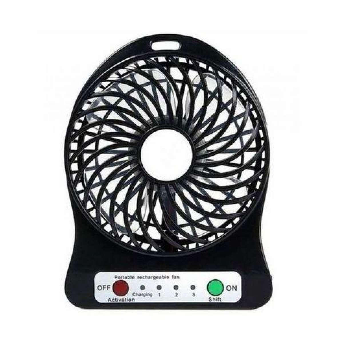 Portable Rechargeable Fan - Black - Charger Fan